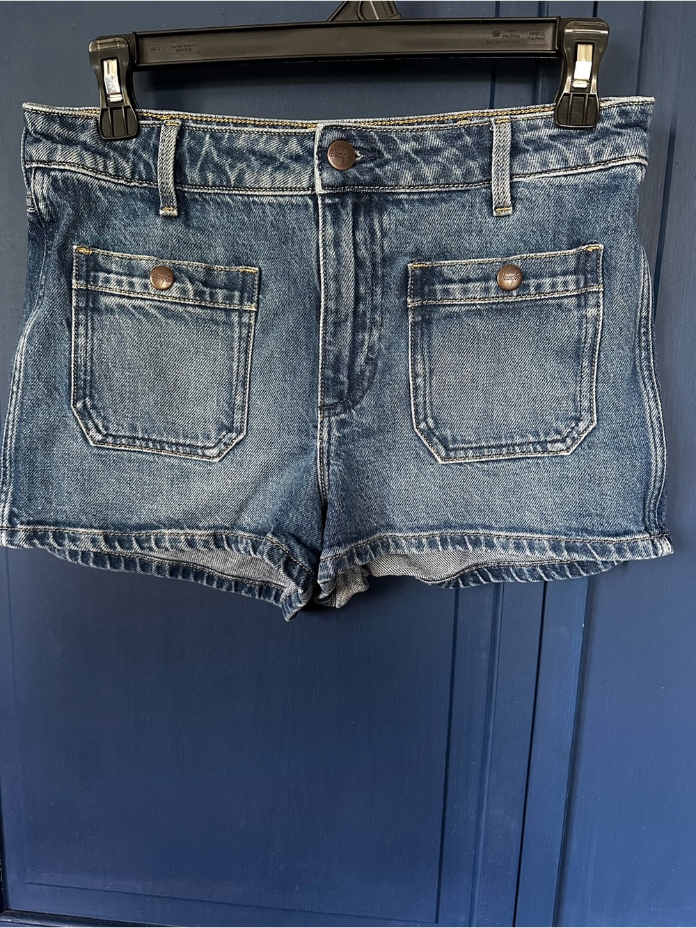 Wrangler Medium Blue Denim Pocket-Front Shorts